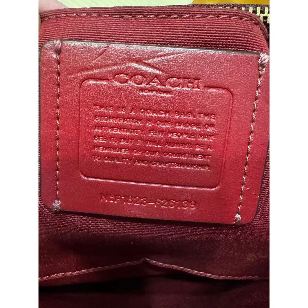 Coach Mini Brooke Carryall satchel signature canvas cherry red/burgundy detail
